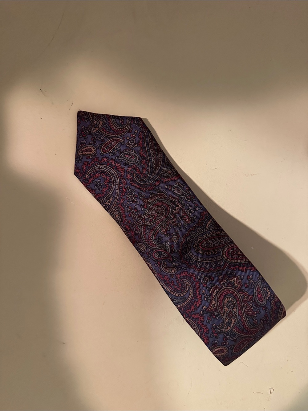 Paco Rabanne Purple Paisley Silk Tie with Burgundy Accents